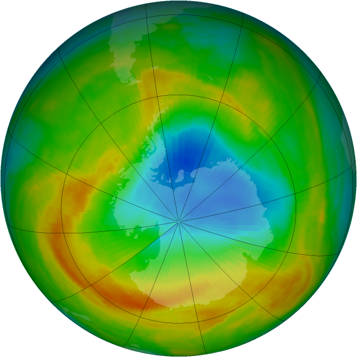 Antarctic ozone map for 09 November 1984